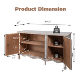RoyalCraft Sideboard Buffet Cabinet with Storage,49'' Solid Wood Farmhouse Sideboard Credenza Accent Cabinet with 3 Craved Doors, TV Console Table for Entryway, Livng Room, Kitchen, Wash Grey RoyalCraft