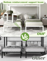 HKOLIE Twin Over Twin & Bunk Beds for 3, Triple Bunk Bed for 3 with Guardrails, Ladder & Upper-Bed Platform, for Children, Teens, Adults, No Box Spring Needed, White HKOLIE