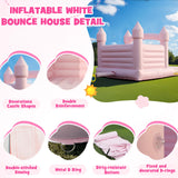 13.8FT White Bounce House Jump Castle for Kids, 100% PVC Indoor Outdoor Inflatable Bounce House, Heavy Duty 750W Air Blower Commercial Bounce House with 2 Balls, Self-Decorated for Party Gaonala