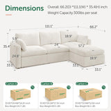 HONBAY Modular Sectional Couch with Storage Seats, L Shaped Sectional Sofa with Storage, Chenille Sectional Couches for Living Room, Beige HONBAY