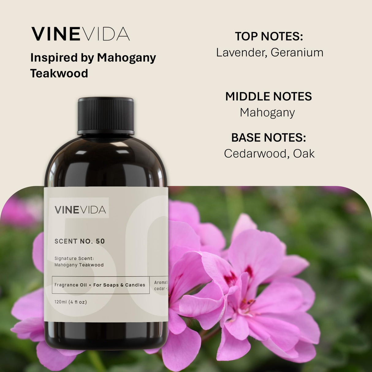 VINEVIDA [4oz] Mahogany Teakwood Fragrance Oil for Candle Making - Candle Fragrance Oil, Made in USA - Scents for Soap Making - Natural Candle Fragrance Oil - Soap Scents VINEVIDA