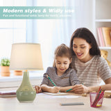 Seealle 19.4" Modern Ceramic Table Lamps for Night Stands - Bedside Lamps Set of 2 for Nightstand, Green Bedroom Lamp for Living Room Cute Desk End Table Office Guest Room Dresser Rocker Swtich Seealle
