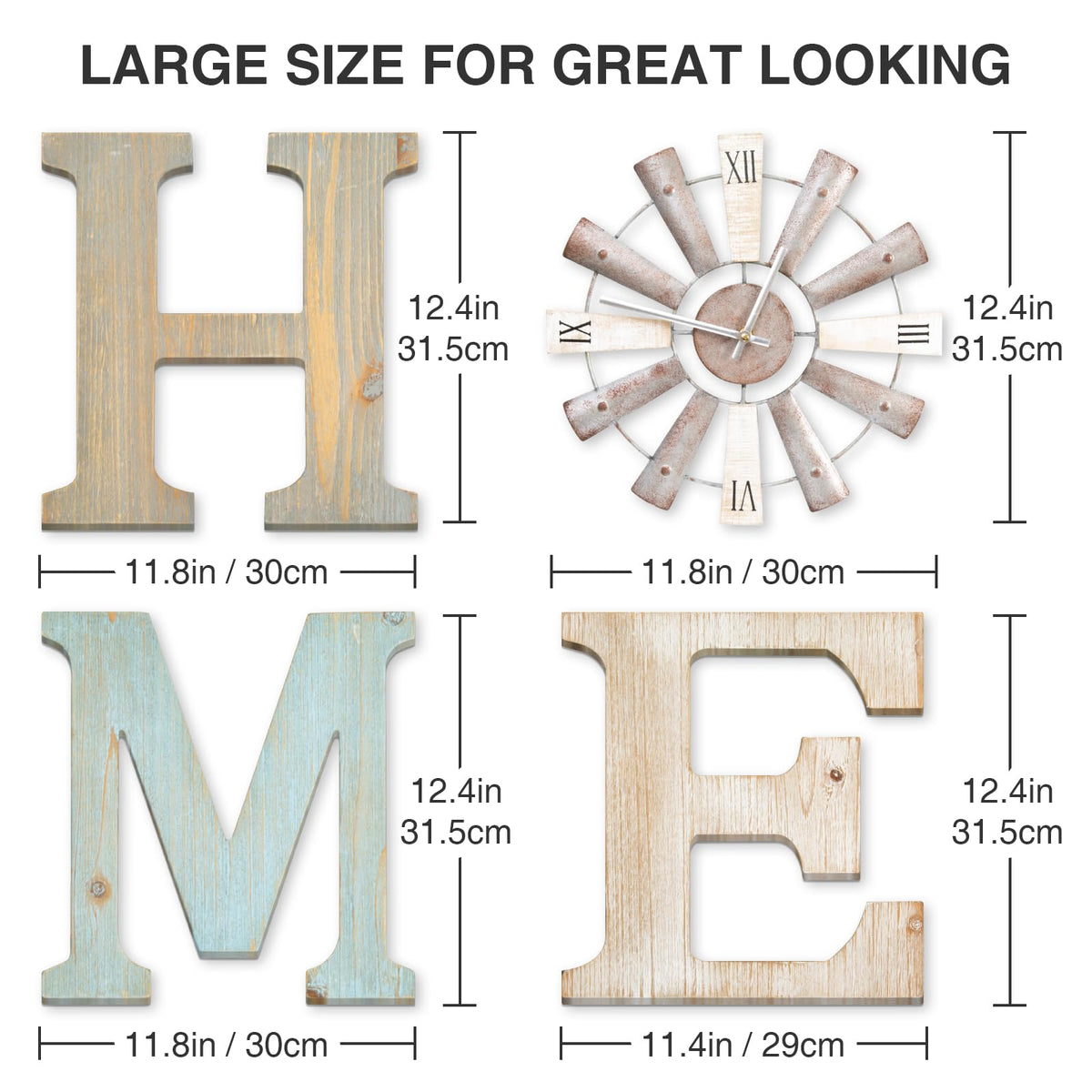 ZAZIWZ Farmhouse Home Signs with Windmill Clock Wall Decor Rustic Home ...