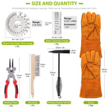 Keadic 6 pcs Welding Slag Removal Tool Include Multi-Functional Welding Pliers, 10'' Welding Chipping Hammer, Welding Gloves, Wire Brush and 2 Pcs Metal Welding Gage Keadic