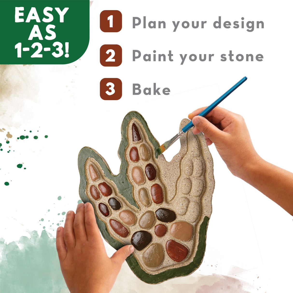 MindWare Paint Your Own Stepping Stone: Dinosaur Footprint – Weather-Resistant 8.5-inch x 10-inch Stepping Stones Kids Craft Kit - Includes Paint, Brushes and Instructions – Ages 8 and Up MindWare