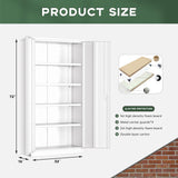 Greenvelly Metal Storage Cabinet, 72" Locking Metal Garage Storage Cabinet with Doors and 4 Adjustable Shelves, White Lockable Steel Cabinet for Home Office, Garage, Shop, School (32" W x 16" D) Greenvelly