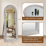 MELOMOIR Arched Full Length Mirror with Solid Wood Frame, 56"x21" Rustic Farmhouse Floor Mirror with Stand, Free Standing Leaning Hanging, for Bedroom Living Room Dressing Room, Distressed White MELOMOIR