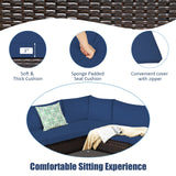 Tangkula 6 Pieces Patio Furniture Set, Outdoor Rattan Sofa Set, Wicker Conversation Set w/Tempered Glass Coffee Table & Cushions, Sectional Sofa Set for Backyard, Garden, Balcony, Poolside Tangkula