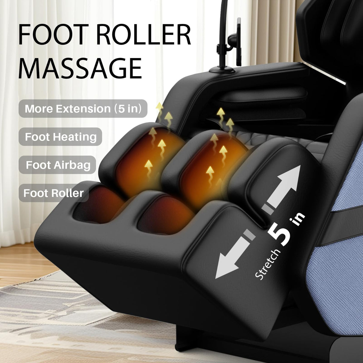 Massage Chair Full Body, Zero Gravity Massage Chair with Auto Modes, Airbag Massage, 6 Fix Point Rollers, Foot Massage, Heating, Touch Screen Controller, Home Relaxation Recliner with Massage, Blue Msutree