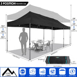 COBIZI 10x30 Pop up Canopy Tent 10x30 Canopy with Sidewalls, Heavy Duty Party Tent Tents for Parties, Foldable UPF 50+ Waterproof Commercial Easy up Canopy with Roller Bag, Black(Windproof Upgraded) COBIZI