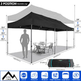 COBIZI 10x30 Heavy Duty Pop up Canopy with 8 sidewalls Stable Wedding Outdoor Tents for Parties Canopy Pop Up Party Tent UPF 50+ Waterproof Commercial Gazebo with Roller Bag, Black(Windproof Upgraded) COBIZI