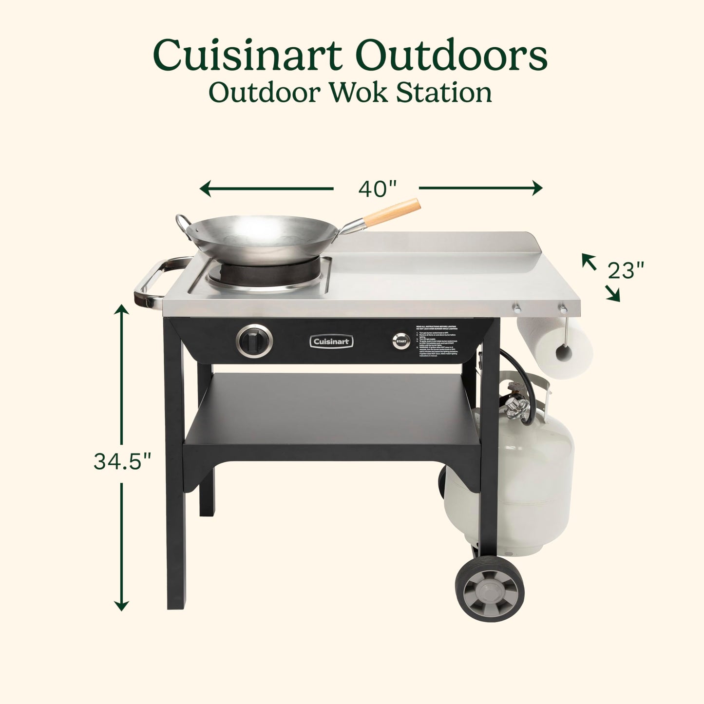 Cuisinart Outdoor Wok Station - 50,000 BTU Propane Burner - Includes 14” Carbon Steel Wok – Cooking/Grill - Great for Stir Frying and More, CGG-1265