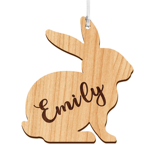 Easter Gifts for Kids Personalized Easter Decorations Easter Eggs Easter Bunny Easter Basket Name Tags for Children Babies Engraved Wooden Easter Basket Decorations(Bunny) - WoodArtSupply