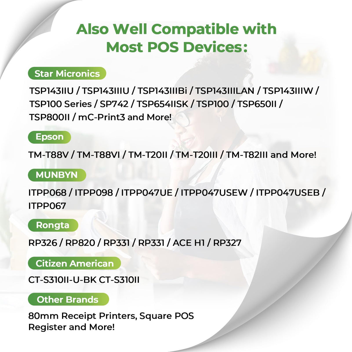MUNBYN Thermal Paper 3 1/8 x 230ft, 10 Rolls Receipt Paper Work for Star Micronics TSP100 TSP143 Epson 80mm Receipt Printer Square POS Register, 80mm Thermal Receipt Paper, BPA Free, Plus Version MUNBYN