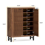 Tribesigns 6-Tier Shoe Cabinet with Louvered Doors, Large Wooden Shoe Storage Cabinet with Adjustable Shelves, Modern Freestanding Shoe Organizer Cabinet for Entryway, Hallway (Walnut) Tribesigns
