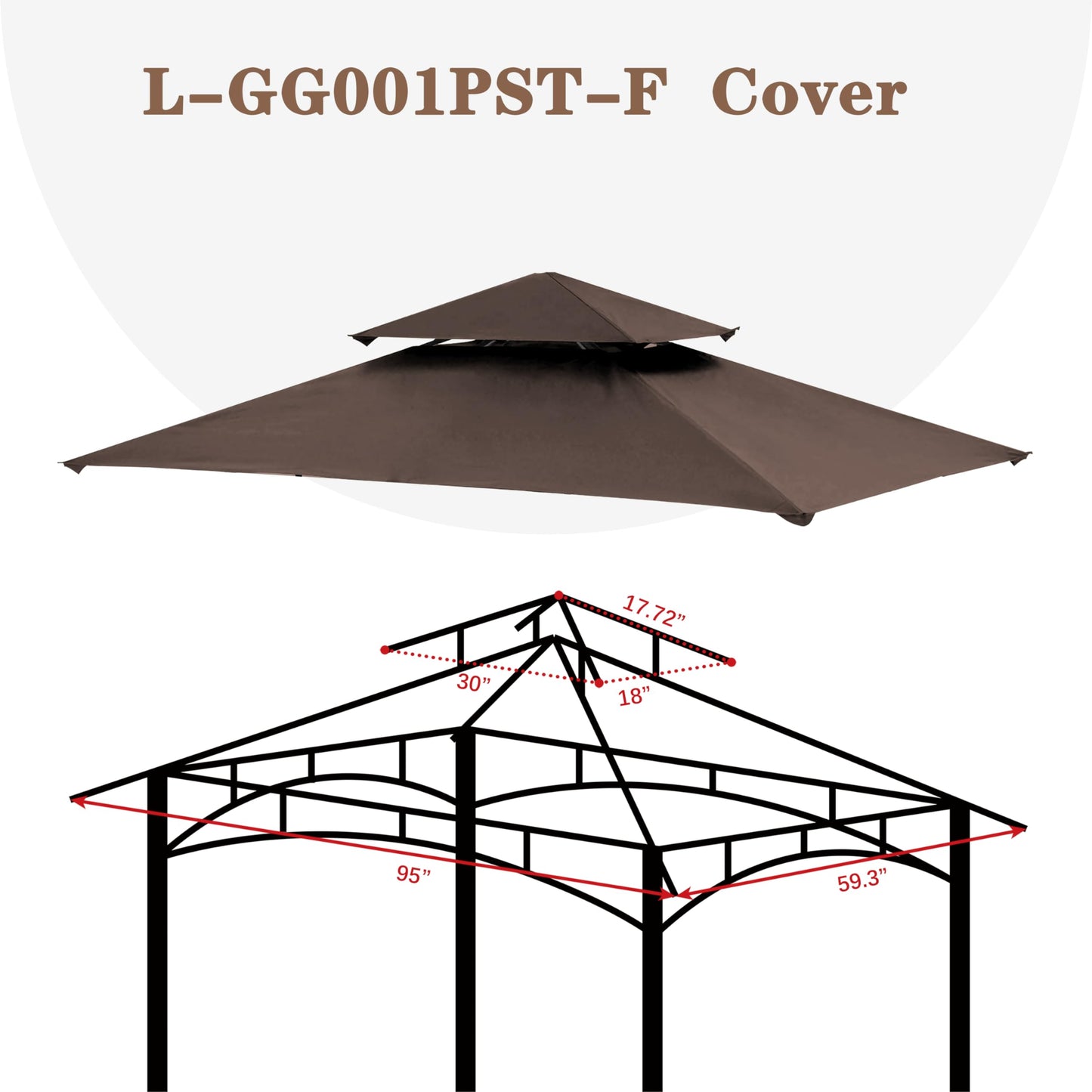 SCOCANOPY 8x5FT Replacement Canopy Grill BBQ Gazebo Roof Top, for Gazebo Model L-GG001PST-F,(Brown)