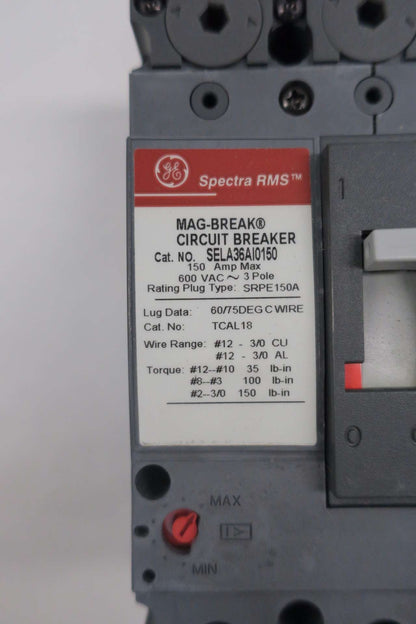 NEW GE SELA36AI0150 SPECTRA RMS 3P 150A 600V-AC CIRCUIT BREAKER D530641