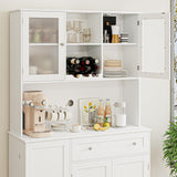 HOSTACK Kitchen Pantry Storage Cabinet, Modern Buffet Cabinet with Hutch, Tall Kitchen Hutch Cabinet with Microwave Stand, Food Pantry Cabinet with HOSTACK