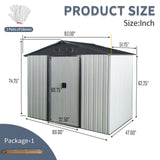 HiHomely 8ft 4ft Outdoor Metal Storage Shed with Sliding Door & Foundation – Durable, Weather -, Lockable for, Tools & Equipment (White + Black) (1 Doors) HiHomely