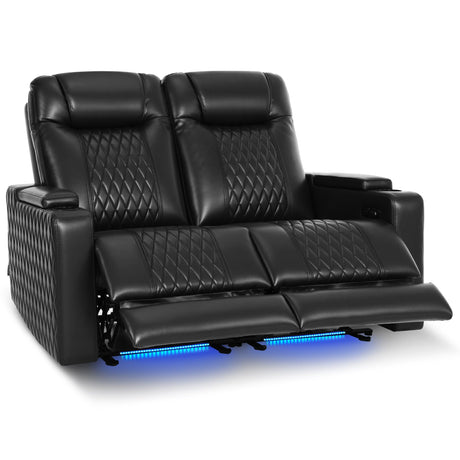 MCombo 65" Zero Gravity Oversized Power Reclining Loveseat with Adjustable Headrest for Living Room, Double Recliner Sofa with USB & Type C Port, Armrest Storage & LED Light HTS401SET MCombo