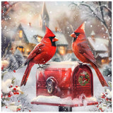 DIADAY 5D Diamond Art Kits for Adults, Winter Christmas Cardinals Diamond Painting Kit, Full Round Drill Bird Diamond Art, DIY Crafts Home Wall Christmas Decor Gift 12 x 12 Inches DIADAY