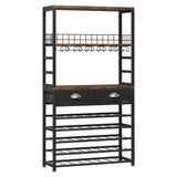 Homeiju Wine Cabinet with Storage, Bar Cabinet with Wine Rack, 6-Tier with Tabletop, Storage Drawer and Wine Storage for Home Bars Homeiju