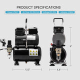 VIVOHOME Airbrush Kit with Professional Air Compressor with 3L Tank, Quiet Airbrushing Paint System with 3 Dual Action Air Brush Gun, Gravity and Siphon Feed, Holder, Cleaning Brush, 2 Cup VIVOHOME