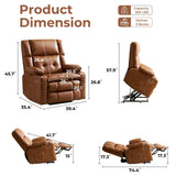 Dual Motor Power Lift Recliner Chair for Elderly with Massage and Heat, Oversized Lift Chair with Arm Storage, Lay Flat Lift Recliner for Adults, Big Tall, Infinite Position, Camel Rhevoy