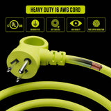 Masterplug 30ft Cassette Cord Reel, Retractable Extension Lead with Winding Handle, Safety Overload Circuit Breaker and Power Switch, 4x Grounded Outlets, 10amps, 16AWG Cable Masterplug