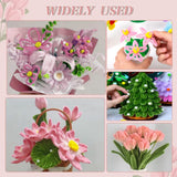 500 Pcs Pipe Cleaners Craft，5 Colors Pipe Cleaners Bulk,Chenille Stems Flowers Craft kit for DIY Handmade Bouquet Wrapping Party Decorations whit Ribbons，Stems,Tape，Stamens, Glue Sticks (Pink) Anyangjia