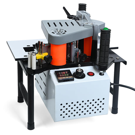 Woodworking Edge Banding Machine, Right Angle Curve Straight Line Edge Bander, Portable PVC ABS Edge Bander, Double-sided Gluing, Adjustable Speed Mefape