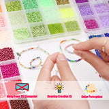 EuTengHao 57600pcs 2mm Glass Seed Beads Small Craft Beads for DIY Bracelet Necklaces Crafting Jewelry Making Supplies with Beading Needles Elastic Strings (144 Colors, 400Pcs Per Color) EuTengHao