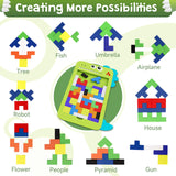 MindPal 40 Pcs Wooden Blocks Puzzles, Jigsaw Puzzles, Dinosaur Wooden Brain Teaser Puzzles IQ Game Toy, Educational Puzzle, Intelligent Tangram 3D Russian Blocks for 3+ Years Old Kids MindPal