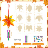 Wooden Fall Wind Chime Kit for Kids Make Your Own Maple Leaf DIY Wind Chime Kit Coloring Fall Craft for Kids Hanging Ornaments Thanksgiving Autumn Halloween Party Craft 9 Pack Sealmic