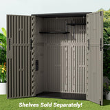 KINYING Outdoor Storage Cabinet Waterproof, 57 Cu.ft Resin Vertical Outdoor Storage Shed for Patio Furniture, Garden Tools, Pool Accessories, Mower Storage (Brown) KINYING