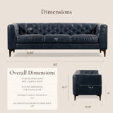 POLY & BARK Essex Leather Couch - 89-Inch Sofa with Tufted Back - Full-Grain Leather Sofa for Living Room with Feather-Down Topper - Living Room Couch - Vintage Italian Leather in Midnight Blue POLY & BARK