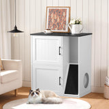 MAHANCRIS Litter Box Enclosure for 2 Cats, Hidden Litter Box Furniture with Scratch Pad, Double Litter Boxes Enclosure, Wooden Cat Washroom, Indoor Cat House End Table, White and Black CWBB3201 MAHANCRIS