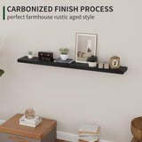 Marsmiles Black Floating Shelves, 48 Inch Wall Shelf Set of 2, Rustic Wood Shelves for Storage, Fireplace Mantel, Mounted Wooden Display Bathroom Bedroom Kitchen Garage, Distressed Black Marsmiles