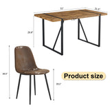 Ganooly Rustic 5 Piece Dining Room Table Set for 4 People, Mid Century Modern 55 Inch Rectangle Wood Kitchen Dining Table with 4 Fabric Chairs Set, Suitable for Kitchen Dining Room Ganooly