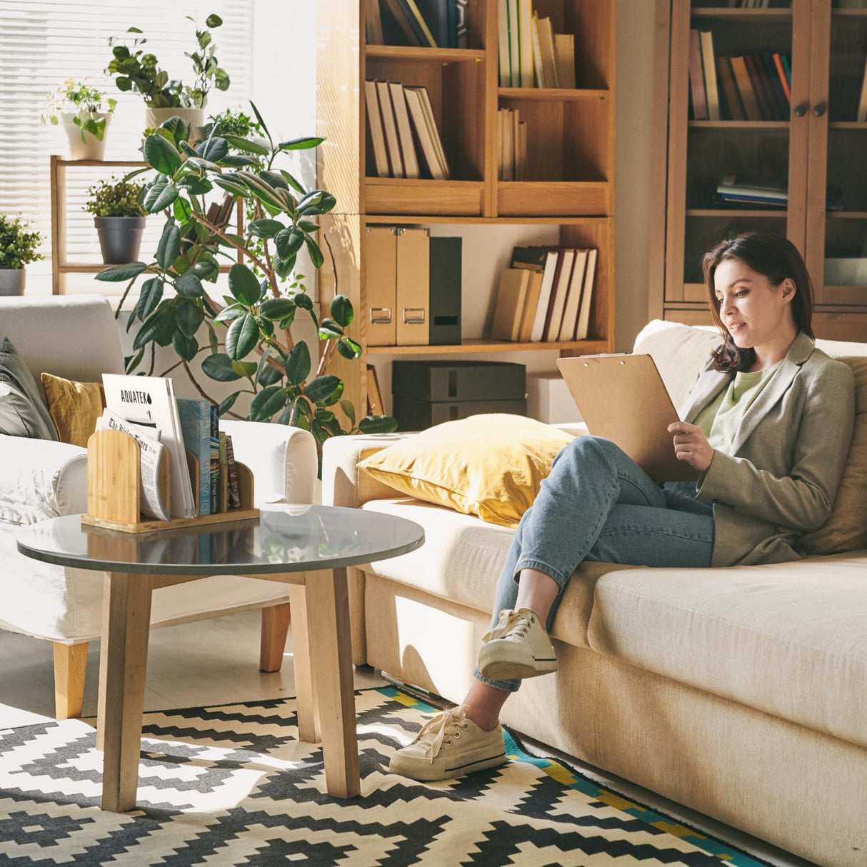 Cook Book Organizer, Recipe Holder Rack, Tabletop Stand for Convenient Cookbook Storage, 4-Slot Stand Kitchen, Binder Holder for Desk & Countertop (Bamboo, 12.6 x 8 7.72'') CraftSaints