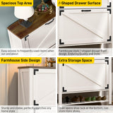 Halitaa Shoe Cabinet with 2 Flip Drawers, 5 Tier Farmhouse Shoe Storage Cabinet for Entryway, Narrow Slim Shoe Cabinet, Rustic White Freestanding Hidden Wooden Shoe Rack Cabinets Halitaa