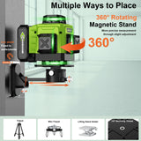 16 Lines Green Laser Level Kit -4x360° 4D Self-Leveling Cross Line Laser Level, Rotary Base and Accessories for Construction, Home Improvement and Picture Hanging,Portable Hard Carry Case Included… CHISHIB