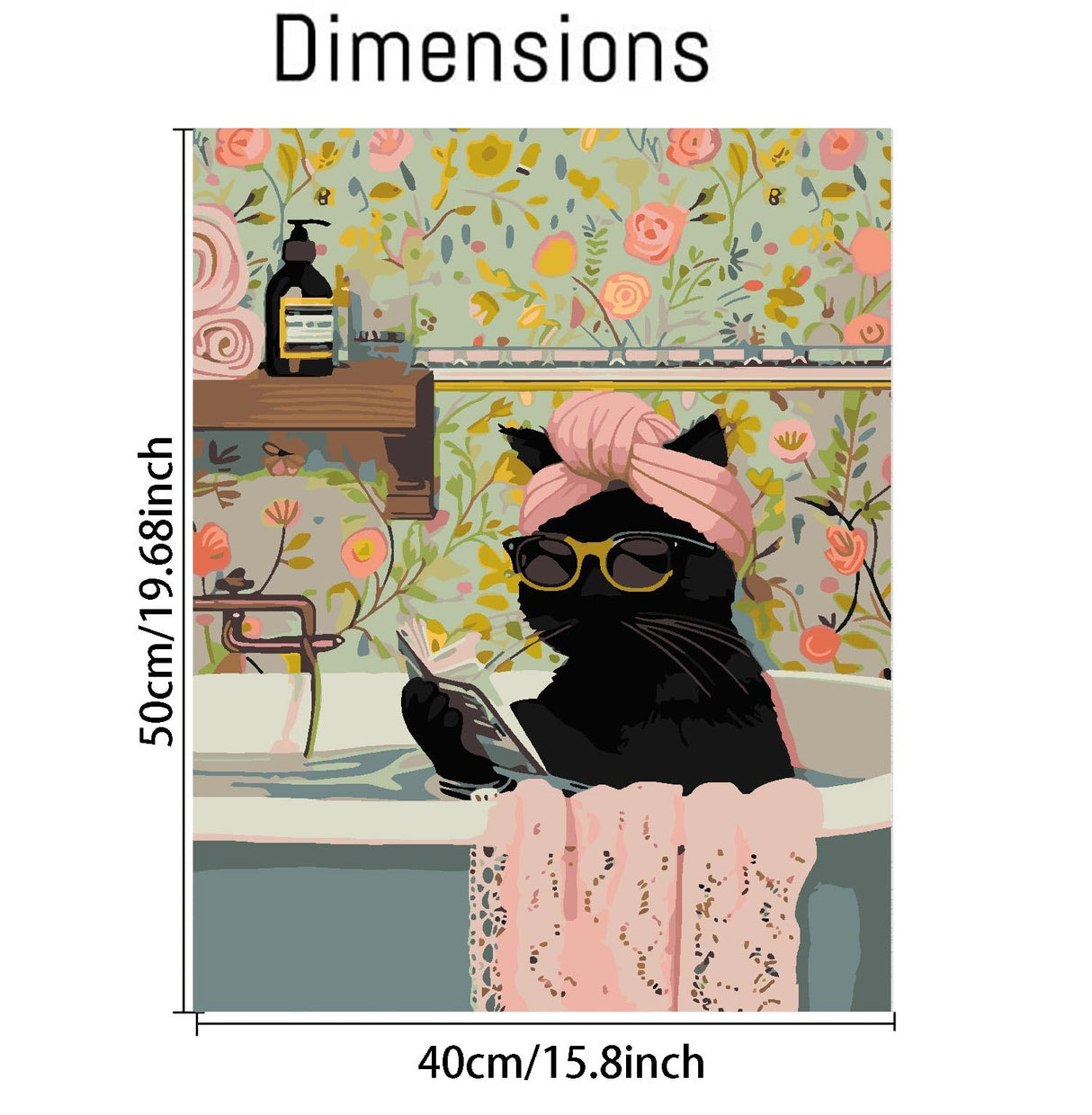 Black Cat Adult Paint by Number,Funny Bathing Cat Adults' Paint-by-Number Kits,DIY Acrylic Paint Kit for Adults Beginners Unframed,Easy Paint by Numbers Canvas for Decor 16x20inch Canrichshop