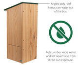JCs Wildlife Cedar Wood Duck Nesting Box with Poly Lumber Roof - Mount in or at The Water's Edge to Attract Wood Ducks Nearby - Equipped with Clean Out Door and Drainage Holes (Green) JCs Wildlife