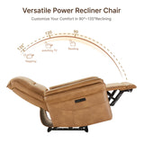 KISLOT Power Recliner Chair with Adjustable Headrest and Footrest, Leather Reclining Chair with USB/Type-C Charging, Modern Electric Recliner for Adults Living Room Bedroom KISLOT