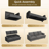 KKL 89 Inches Loveseat Sofa, Comfy Cloud Couch with Deep Seats, 3 Seater Couches for Living Room, Bouclé Fabric, Wood Frame, Easy Assembly, Grey KKL