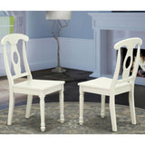 East West Furniture KEC-LWH-W Kenley Dinette Chairs - Napoleon Back Solid Wood Seat Kitchen Chairs, Set of 2, Linen White East West Furniture