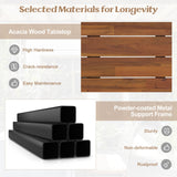 Tangkula Outdoor Dining Table for 4-6, No Assembly Foldable 59 Inches Narrow Patio Dining Table with Acacia Wood Top & Heavy Duty Metal Frame, for Yard, Garden, Poolside or Indoor (Natural) Tangkula