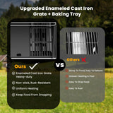 4-Burner Gas BBQ Grill with Side Burner, Porcelain-Enameled Cast Iron Grates, Baking Pan, 42,000 BTU Stainless Steel Propane Grill for Outdoor Cooking and Patio Barbecues Electactic