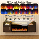 TAVATA 70" Floating TV Stand with 36" Electric Fireplace - Wall Mounted Entertainment Center with LED Lights & Storage Cabinet, Modern Media Console for Living Room, Supports TVs up to 80" (Black) TAVATA